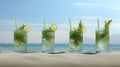 Mojito drinks on the beach. AI Generated Royalty Free Stock Photo