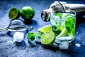 Mojito in glass on dark background close up Royalty Free Stock Photo