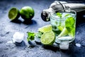 Mojito in glass on dark background close up Royalty Free Stock Photo