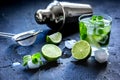 Mojito in glass on dark background close up Royalty Free Stock Photo