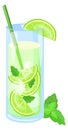 Mojito glass. Fresh cocktail drink cartoon icon