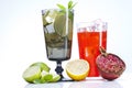 Mojito and Grenadina drink with fruits Royalty Free Stock Photo