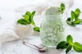 Mojito ice cream in a glass jar. Royalty Free Stock Photo