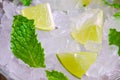 Mojito , lime pieces , leaves of mint with ice Royalty Free Stock Photo