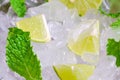 Mojito , lime pieces , leaves of mint with ice and rum Royalty Free Stock Photo