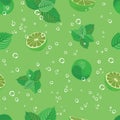 Mojito seamless pattern. Mojito green mint and lime vector background.