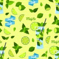 Mojito, Seamless Pattern. Vector illustration, eps10.