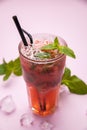 Mojito with strawberries, raspberries and mint