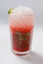 Mojito strawberry cocktail. closeup isolated on white background. Royalty Free Stock Photo