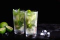 Mojito summer vacation refreshing tropical cocktail non alcohol drink in glass
