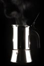 Moka coffee maker in steel for home coffee preparation