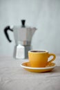 Moka coffee pot and cup of espresso Royalty Free Stock Photo