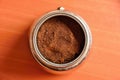 Moka coffee pot. Preparation of fresh good coffee at home Royalty Free Stock Photo