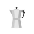 Moka pot cartoon. Italian style retro coffee maker icon. Espresso maker cartoon tradition metal vector illustration.