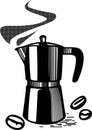 Moka pot with a coffee beans