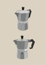 Moka pot , coffee brewing ,sketh vector.