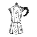 Moka pot hand draw vector illustration