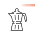 Moka pot line vector icon