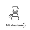 Moka pot outline icon. Coffee equipment. Customizable linear symbol. Editable stroke. Isolated vector illustration Royalty Free Stock Photo