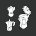 Moka pot set isolated vector. Royalty Free Stock Photo