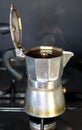 Moka on the stove.Italian traditional old coffee maker Royalty Free Stock Photo