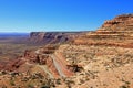 Moki Dugway road leads out of the Valley of the Gods to Muley Point which overlooks Monument Valley, Mexican Hat and the