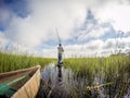 Mokoro canoe trip on the Okavango delta Royalty Free Stock Photo