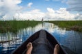 Mokoro Canoe Trip in the Okavango Delta near Maun, Botswana Royalty Free Stock Photo