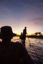 Mokoro Poler in Okavango Delta, Botswana Royalty Free Stock Photo