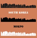 Mokpo, South Korea city silhouette