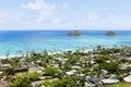 Mokulua Islands over the Lanikai, Oahu, Hawaii Royalty Free Stock Photo