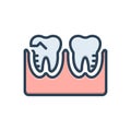 Color illustration icon for Molar Silhouette, treatment and mouth Royalty Free Stock Photo
