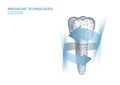 Molar tooth dental implant 3d low poly geometric model. Dentistry innovation future technology titan metal thread