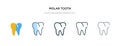 Molar tooth icon in different style vector illustration. two colored and black molar tooth vector icons designed in filled,
