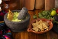 Molcajete Guacamole and Nachos Royalty Free Stock Photo