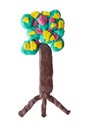 Mold colorful plasticine is a tree isolated on a white background. Royalty Free Stock Photo
