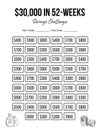 Save money challenge, 30k Savings Challenge, Monthly Budget Tracker, v21 Royalty Free Stock Photo