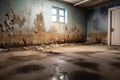Mold and moisture after water damage in the basement. Generative AI Royalty Free Stock Photo