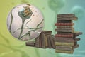 Mold in old books, 3D illustration