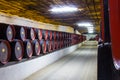 Moldavia, Chisinau may 2018: storage barrels in the famous cellars of the winery, at a constant temperature 10 degrees