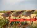 moldboard plow ready to cultivate the field. Ecology concept Royalty Free Stock Photo