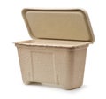 Molded paper pulp packaging container
