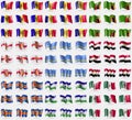 Moldova, Andorra, Zambia, Guernsey, Aruba, Egypt, Aland, Lesothe, Mexico. Big set of 81 flags. Royalty Free Stock Photo