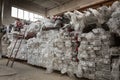 Moldova, Bender - May 18, 2019: Warehouse of pvc profiles for the production of pvc windows and pvc doors