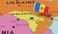 Moldova, Chisinau - national flag pinned on political map