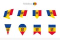 Moldova national flag collection, eight versions of Moldova vector flags