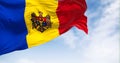 Moldova national flag waving in the wind on a clear day