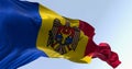 Moldova national flag waving in the wind on a clear day
