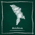 Moldova, Republic of outline vector map hand.