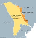 Moldova and breakaway state Transnistria, political map Royalty Free Stock Photo